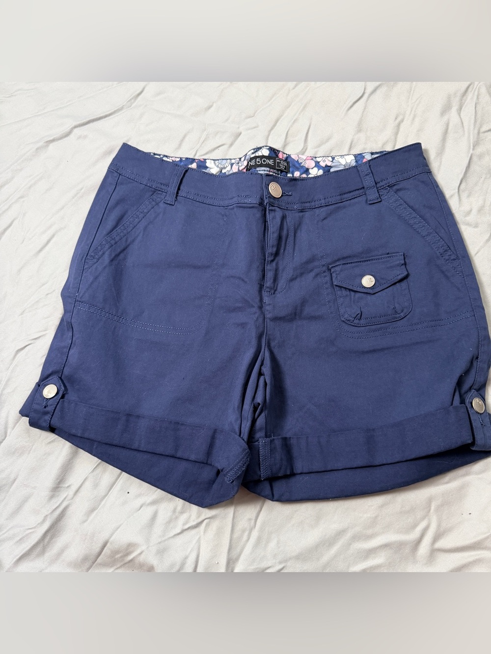 One 5 One Luella Coin Pocket Navy Roll-Cuff Women’s Shorts